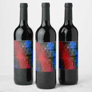 Étiquette Pour Bouteilles De Vin Matériau bleu et rouge peint avec 'peinture à l'hu