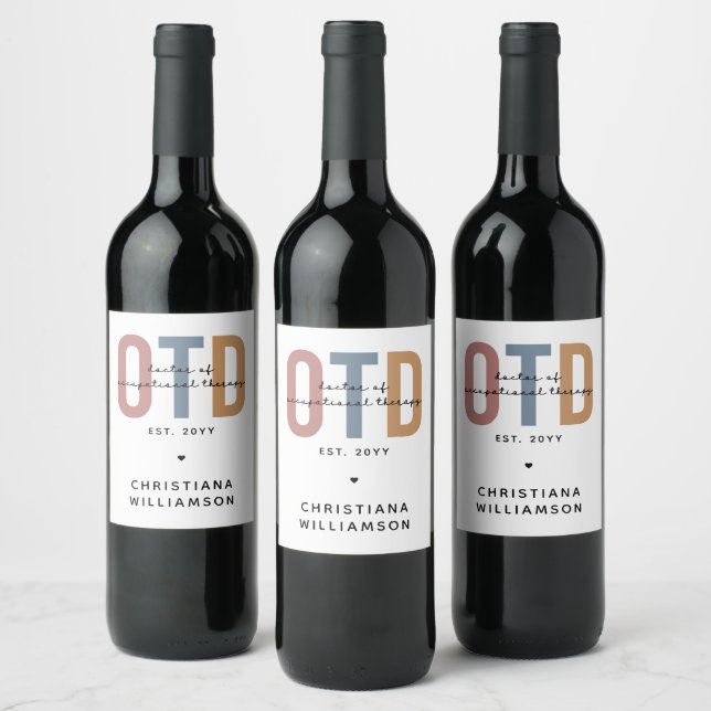 Étiquette Pour Bouteilles De Vin Médecin de l'ergothérapie sur mesure (Bouteilles)