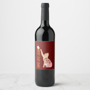 Étiquette Pour Bouteilles De Vin Meilleur Chat Papa, Jamais (vraiment)