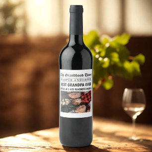 Étiquette Pour Bouteilles De Vin Meilleur grand-père Jamais Custom Journal Photo