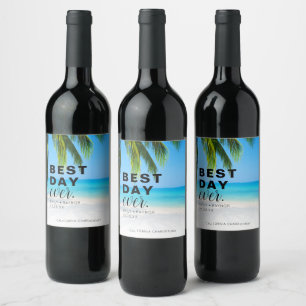 Étiquette Pour Bouteilles De Vin Meilleur Jour De Plage Mariage