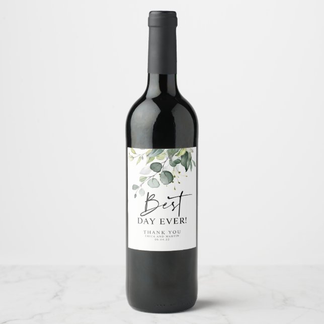 Étiquette Pour Bouteilles De Vin Meilleur Jour De Verdure Le Merci Privilégie (Devant)