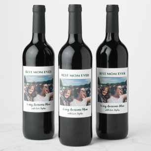 Étiquette Pour Bouteilles De Vin Meilleure maman toujours personnalisée Photo Fête 