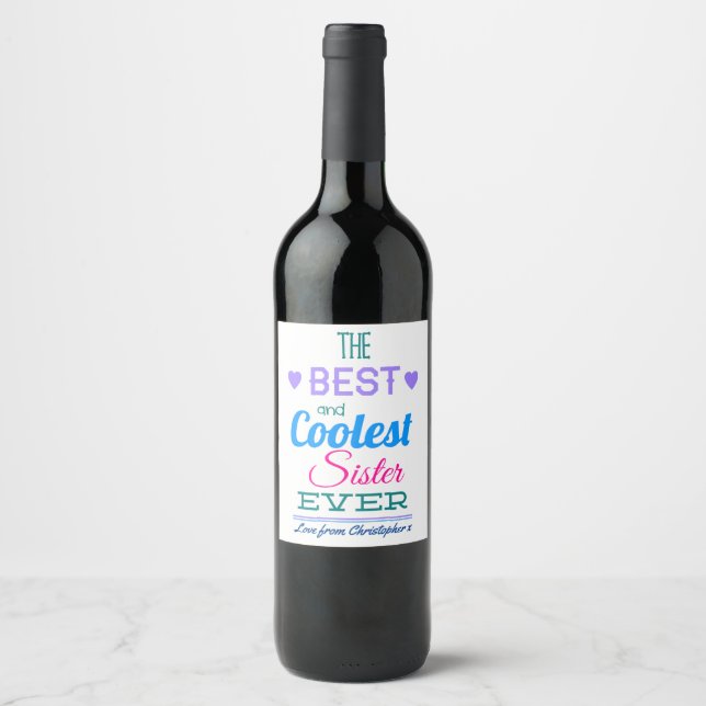 Étiquette Pour Bouteilles De Vin Meilleure soeur jamais (Devant)