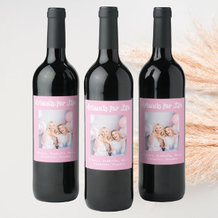 Étiquette Pour Bouteilles De Vin Meilleurs amis pastel rose noms de photo fête