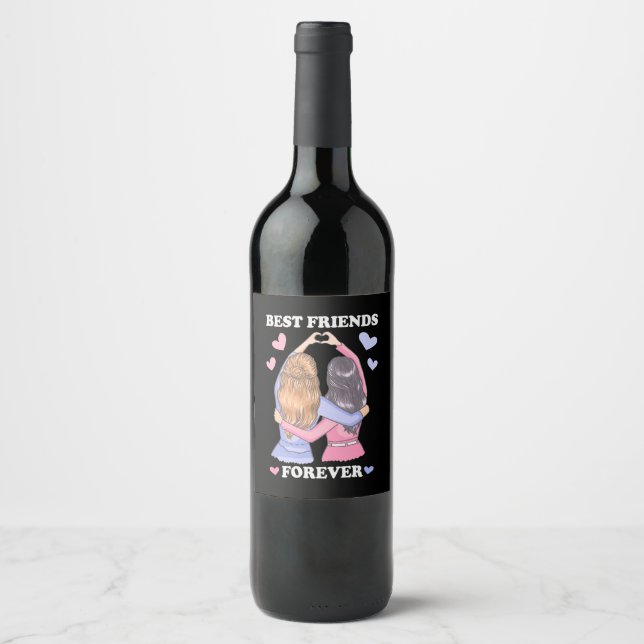 Étiquette Pour Bouteilles De Vin Meilleurs amis pour toujours (Devant)