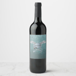 Étiquette Pour Bouteilles De Vin Mélangeur en béton gris-bleu