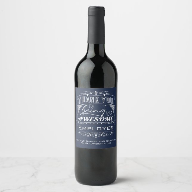 Étiquette Pour Bouteilles De Vin Merci d'appréciation des employés (Devant)