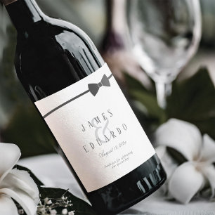 Étiquette Pour Bouteilles De Vin Merci de Mariage de Cravate noir sur mesure ID1090