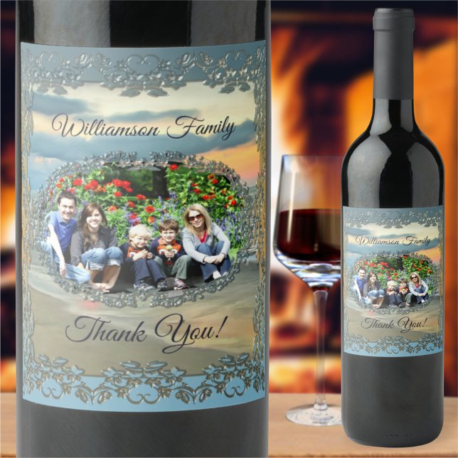 Étiquette Pour Bouteilles De Vin Merci familial Ocean Sunset 0735 (Créateur téléchargé)