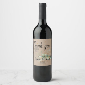 Étiquette Pour Bouteilles De Vin Merci Mariage Botanique Personnalisé Favorisé