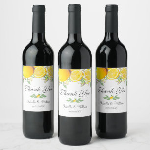 Étiquette Pour Bouteilles De Vin Merci Mariage d'été moderne Lemon Boho