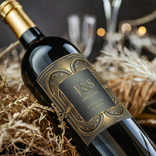 Étiquette Pour Bouteilles De Vin Merci Mariage Glam Art Déco ID1033