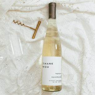 Étiquette Pour Bouteilles De Vin Merci Mariage moderne et audacieux