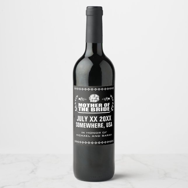Étiquette Pour Bouteilles De Vin Mère personnalisée de la mariée (Devant)
