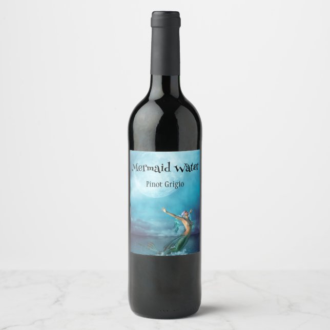 Étiquette Pour Bouteilles De Vin Mermaid Moon (Devant)