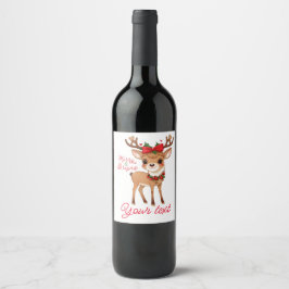 Étiquette Pour Bouteilles De Vin Merry&Bright Cute Reinder