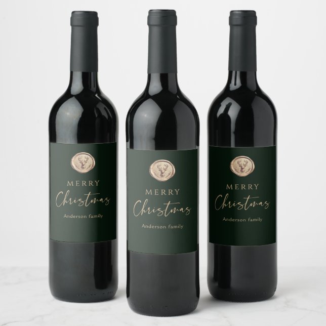 Étiquette Pour Bouteilles De Vin Merry Christmas Festive Green Personalized (Bouteilles)