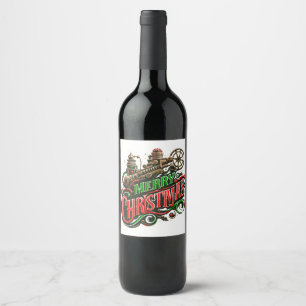 Étiquette Pour Bouteilles De Vin Merry Christmas steampunk