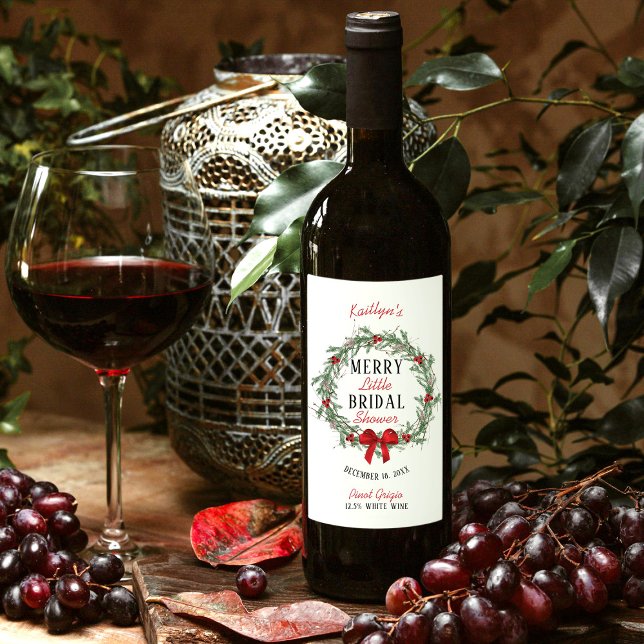Étiquette Pour Bouteilles De Vin Merry Little Christmas Shower de Mariage (Créateur téléchargé)