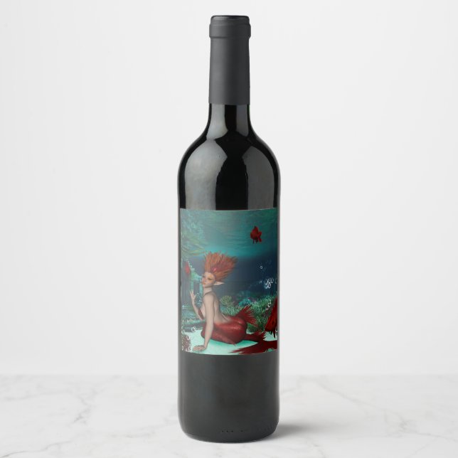 Étiquette Pour Bouteilles De Vin Merveilleuse sirène (Devant)