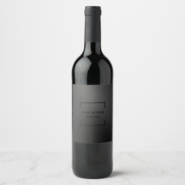 Étiquette Pour Bouteilles De Vin Métal noir mat (Devant)