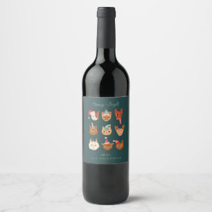 Étiquette Pour Bouteilles De Vin Mete Noël Chats Meowy