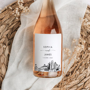 Étiquette Pour Bouteilles De Vin Miami Skyline