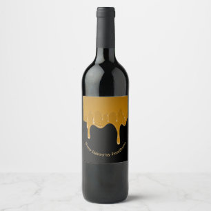 Étiquette Pour Bouteilles De Vin Miel Dégouline Boulangerie Sucrée Pot Noir Or