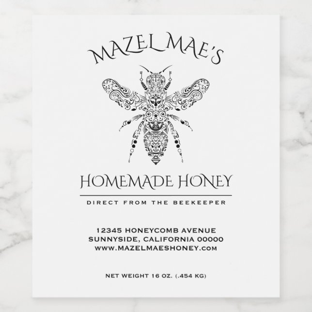 Étiquette Pour Bouteilles De Vin Miel maison personnalisé (Étiquettes simples)