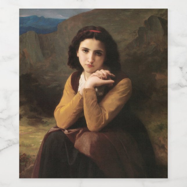 Étiquette Pour Bouteilles De Vin Mignon Innocence d'une adolescente, Bouguereau (Étiquettes simples)