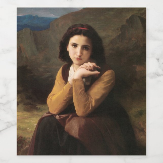 Étiquette Pour Bouteilles De Vin Mignon Innocence d'une adolescente, Bouguereau (Étiquettes simples)