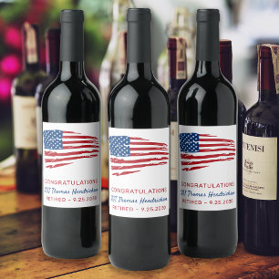 Étiquette Pour Bouteilles De Vin Military Retirement Party American Flag Patriotic