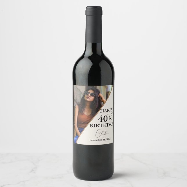 Étiquette Pour Bouteilles De Vin Mini Joyeux 40ème fête d'anniversaire (Devant)