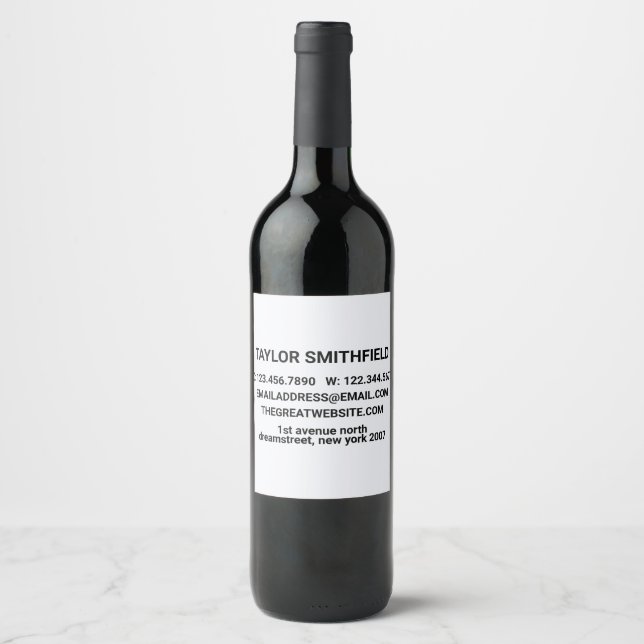 Étiquette Pour Bouteilles De Vin Minimal Bold Moderne (Devant)