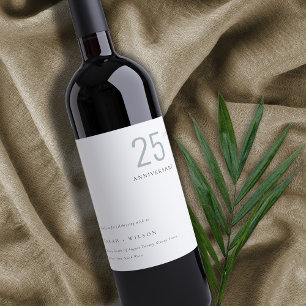 Étiquette Pour Bouteilles De Vin Minimal Gras Bleu Dusky Chaque année Anniversaire