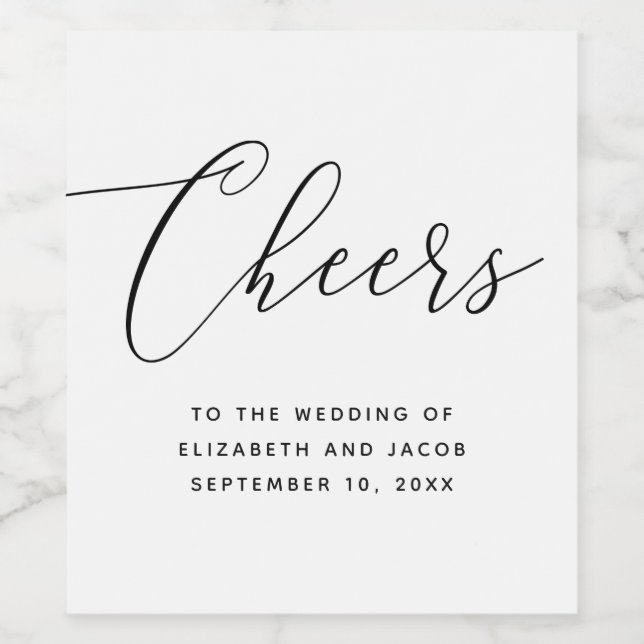 Étiquette Pour Bouteilles De Vin Minimalist Script Wedding | Elegant Calligraphy (Étiquettes simples)
