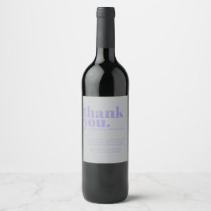Étiquette Pour Bouteilles De Vin Minimaliste Merci simple élégant Lavande Argenté