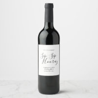 Minimaliste noir et blanc Sip Sip Hooray Vin Étiqu