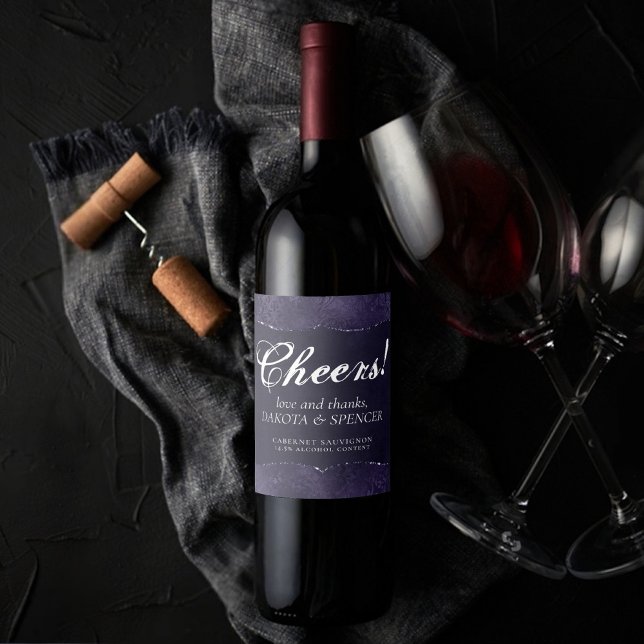 Étiquette Pour Bouteilles De Vin Minuit Indigo Romance | Satiny Grunge Favor (Créateur téléchargé)