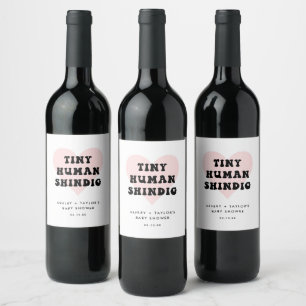 Étiquette Pour Bouteilles De Vin Minuscule Baby shower moderne Humain Shindig