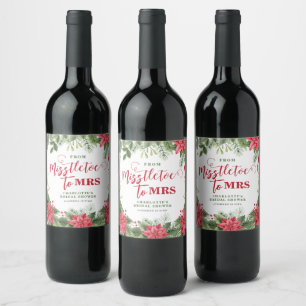 Étiquette Pour Bouteilles De Vin Misstletoe À Mme Winter Poinsettia Fête des mariée