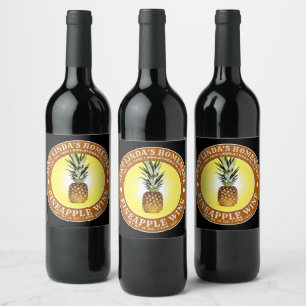 Étiquette Pour Bouteilles De Vin Modèle de vin d'ananas maison vintage