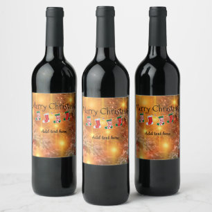 Étiquette Pour Bouteilles De Vin MODÈLE - Noël d'or