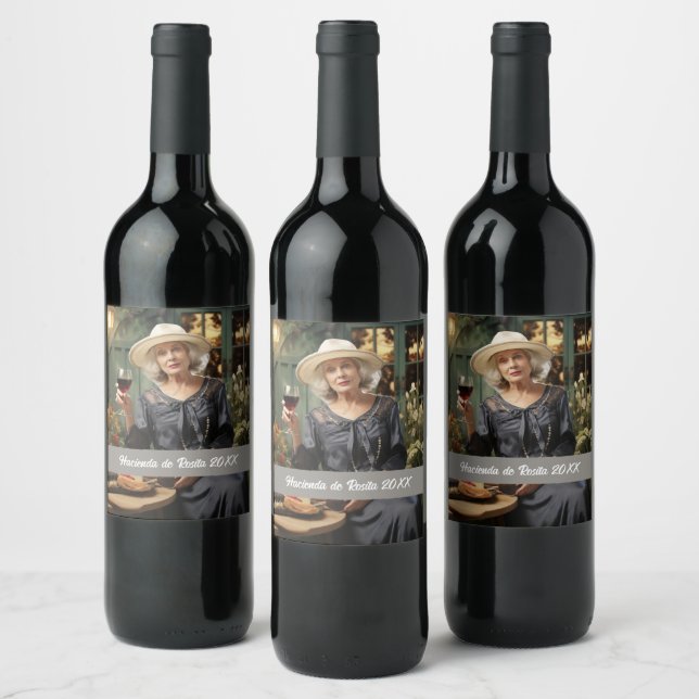 Étiquette Pour Bouteilles De Vin Modèle photo personnalisé (Bouteilles)