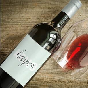 Étiquette Pour Bouteilles De Vin Modern Pastel Mint Bonjour Et Vous Nom