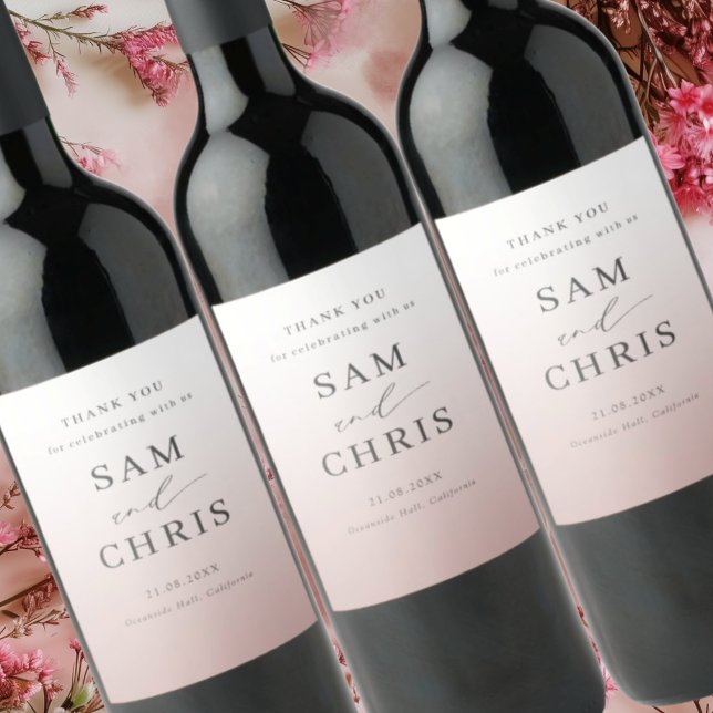 Étiquette Pour Bouteilles De Vin Modern Rose Gold Gradient Wedding  (Créateur téléchargé)