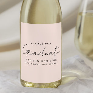 Étiquette Pour Bouteilles De Vin Moderne écriture manuscrite de script Blush Gradua