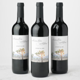 Étiquette Pour Bouteilles De Vin Moderne Elégant Mariage Joshua Tree