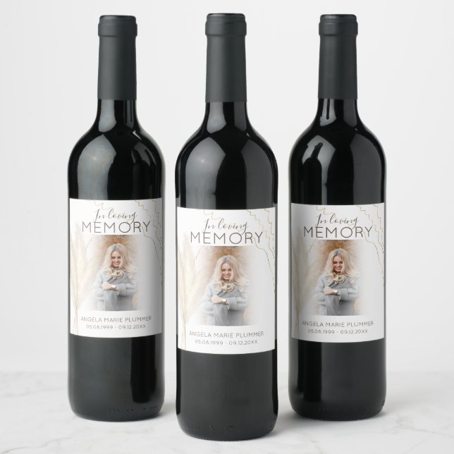 Étiquette Pour Bouteilles De Vin Moderne En Mémoire Amoureuse | Photo | Mémorial (Bouteilles)